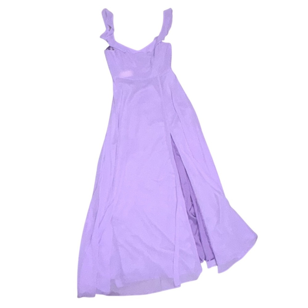 Lulus Fancy Sweetness Maxi Dress‎ Womens Medium Lavender NWT Ruffle Lace-Up Slit